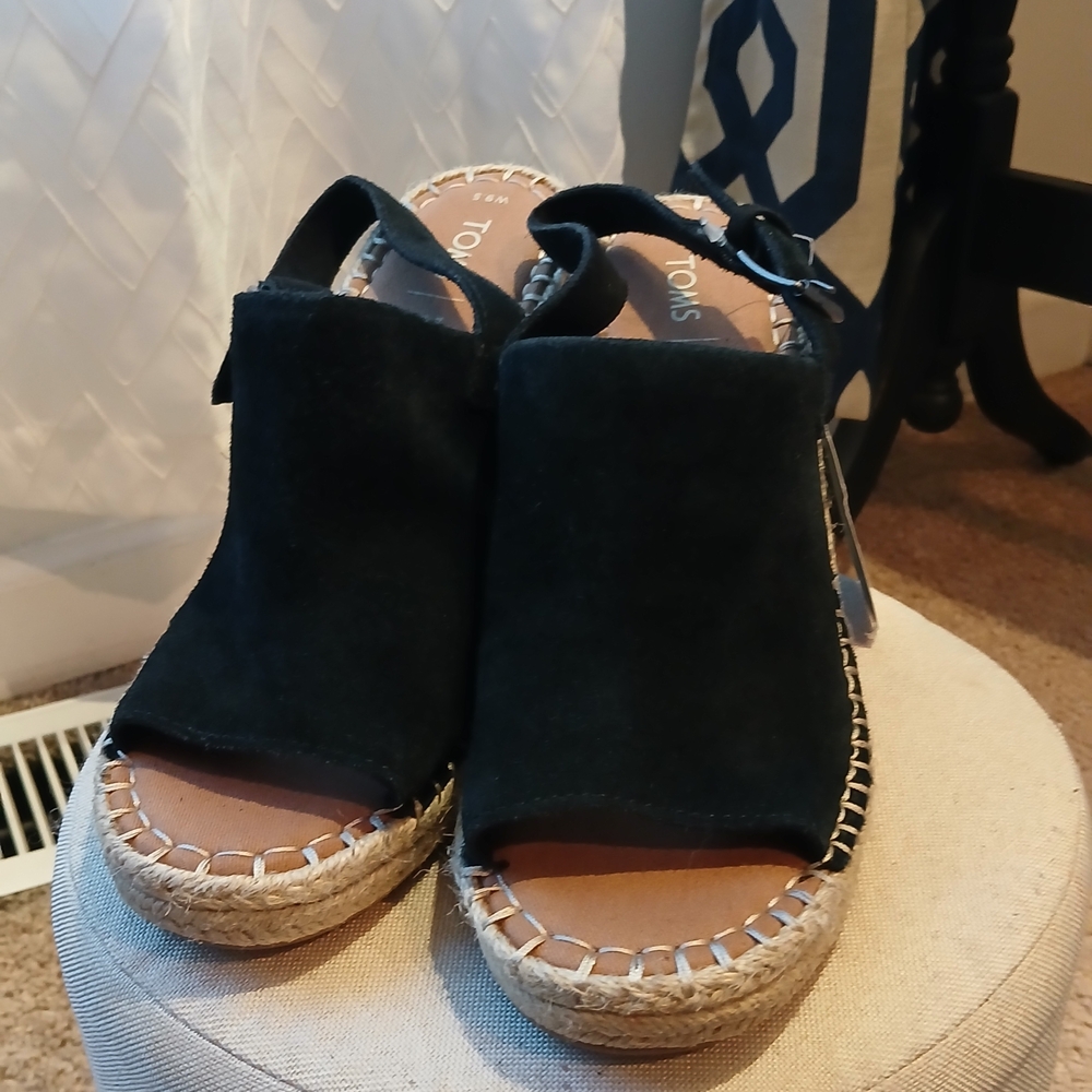 Toms Black Espadrille Wedge Slingback Sandal - Women - Picture 3 of 9